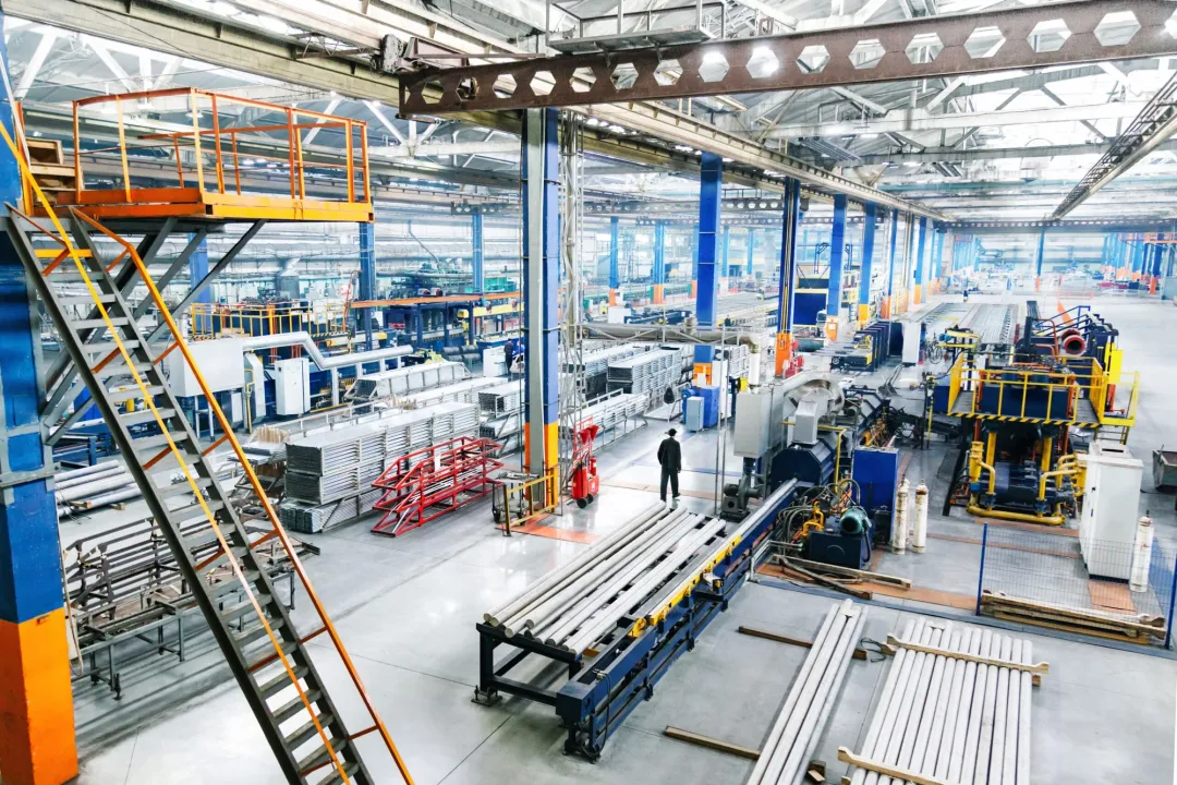 Large manufacturing plant floor seen from above