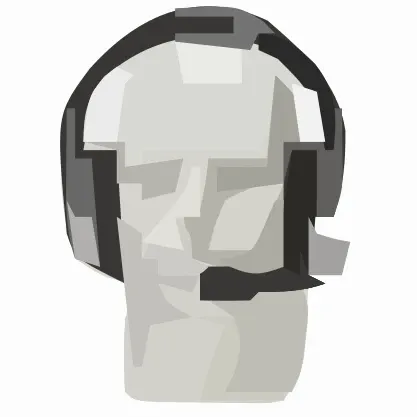 One-way guide headset on a mannequin