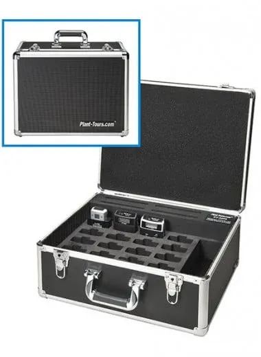 PT-2000 20-unit one-way communication system in its open carry case